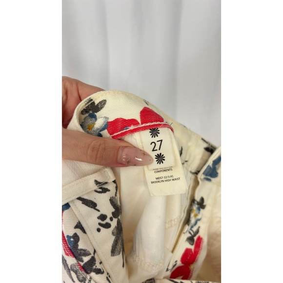 $140 Mumu Blue‎ Floral Distressed Skinny Jeans Women's White Red Blue Flower - Picture 9 of 10